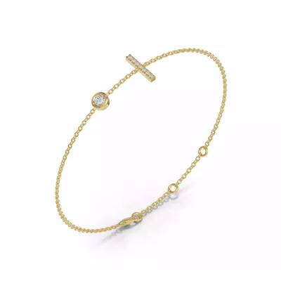 Bezel Lab Diamond Pavé Initial Bracelet - I