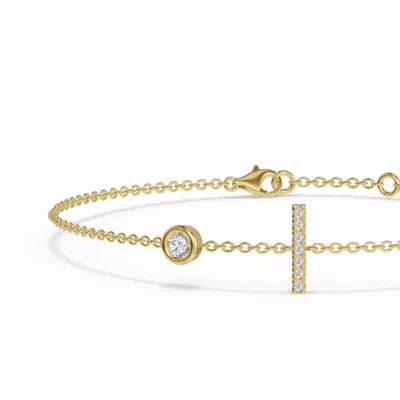 Bezel Lab Diamond Pavé Initial Bracelet - I