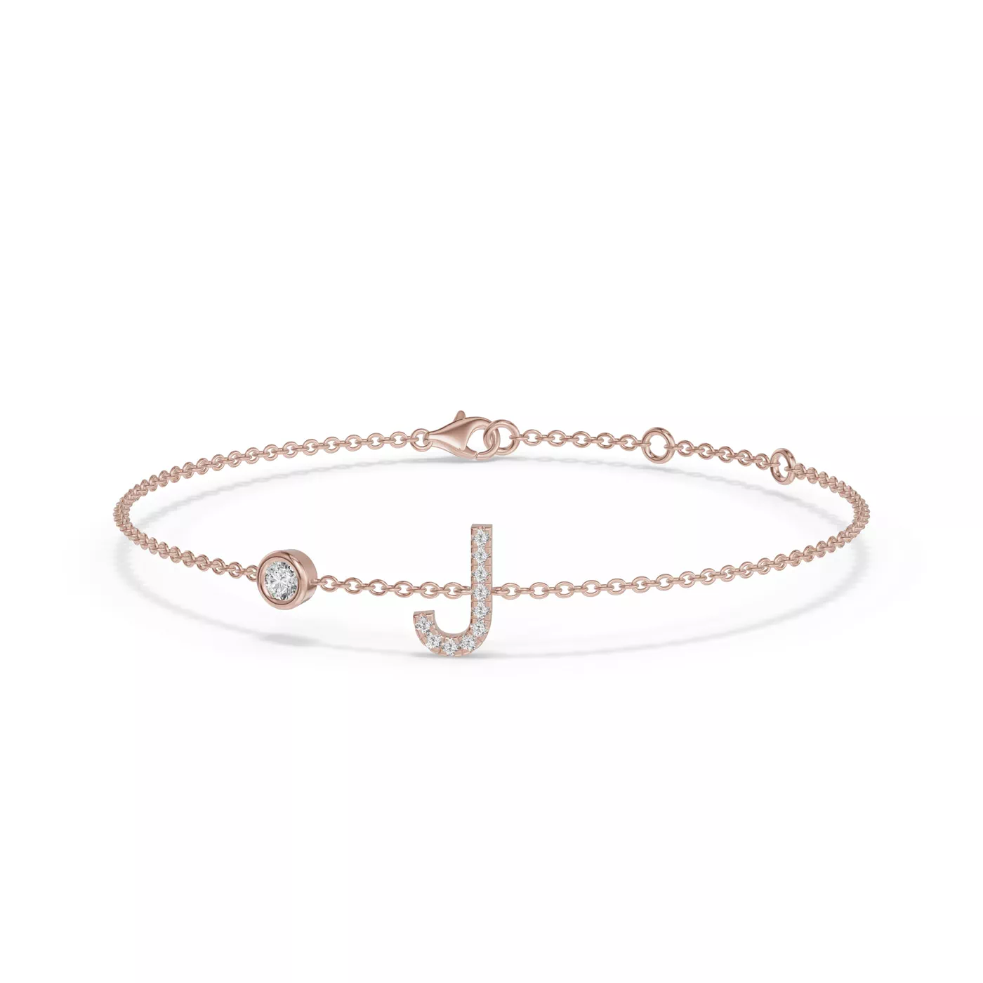 Wrist-Level Initial 14K Rose Gold Engagement Ring