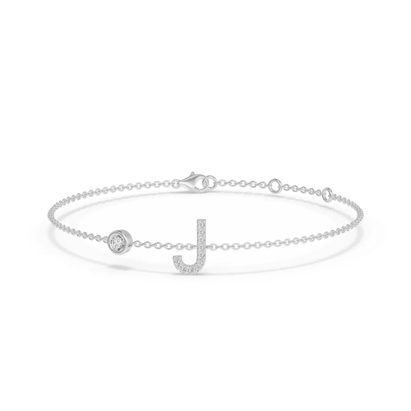 Wrist-Level Initial 14K White Gold Engagement Ring