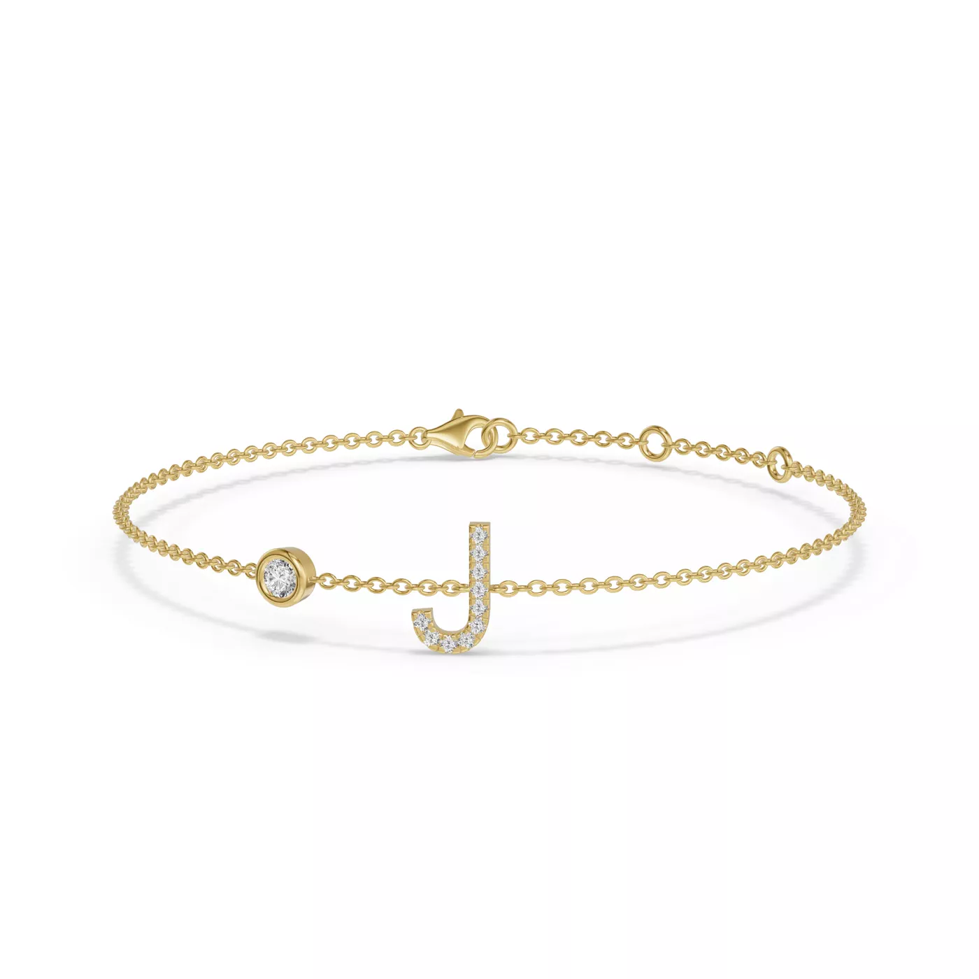 Wrist-Level Initial 14K Yellow Gold Engagement Ring