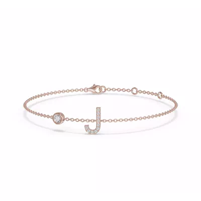 Bezel Lab Diamond Pavé Initial Bracelet - J