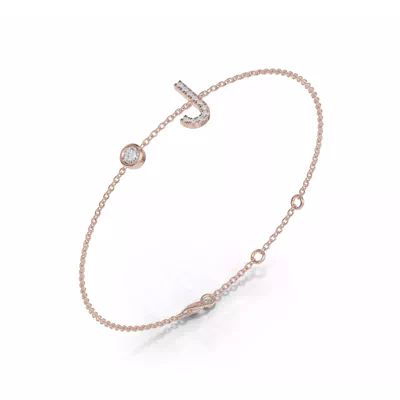 Bezel Diamond Pavé Initial Bracelet - J