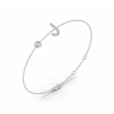Bezel Diamond Pavé Initial Bracelet - J