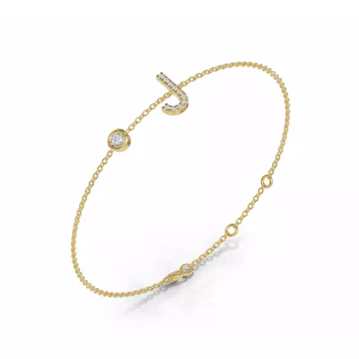 Bezel Diamond Pavé Initial Bracelet - J