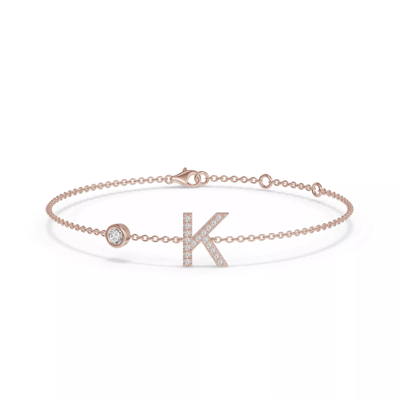 Wrist-Level Initial 14K Rose Gold Engagement Ring