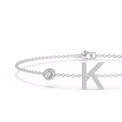 Bezel Diamond Pavé Initial Bracelet - K