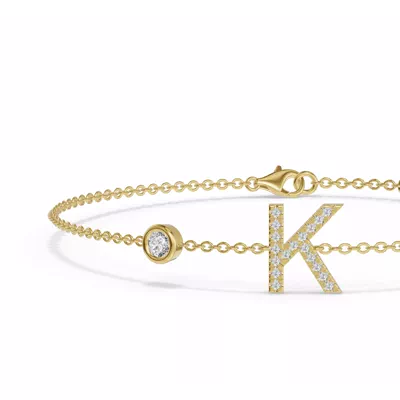 Bezel Lab Diamond Pavé Initial Bracelet - K