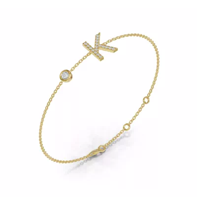 Bezel Diamond Pavé Initial Bracelet - K
