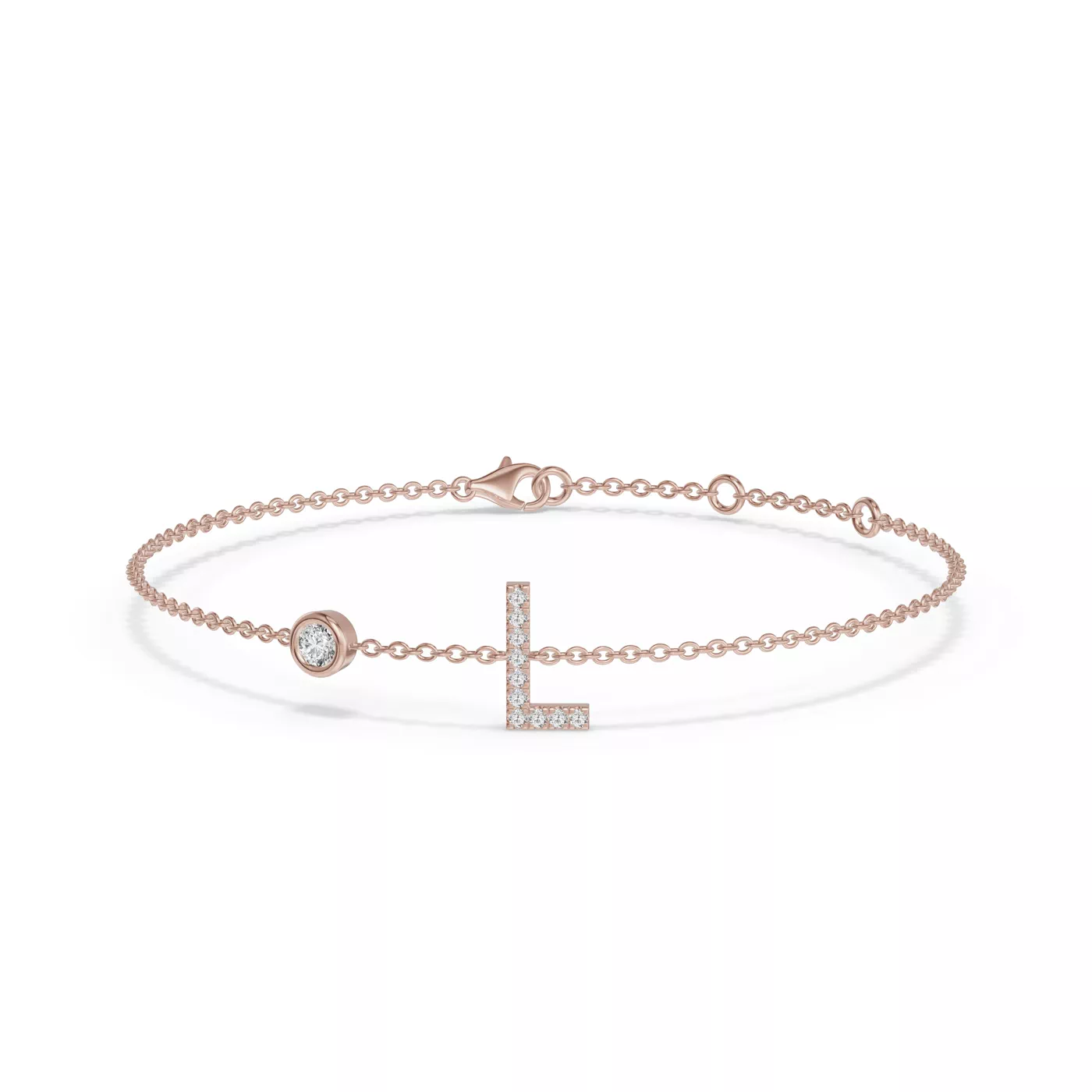 Wrist-Level Initial 14K Rose Gold Engagement Ring