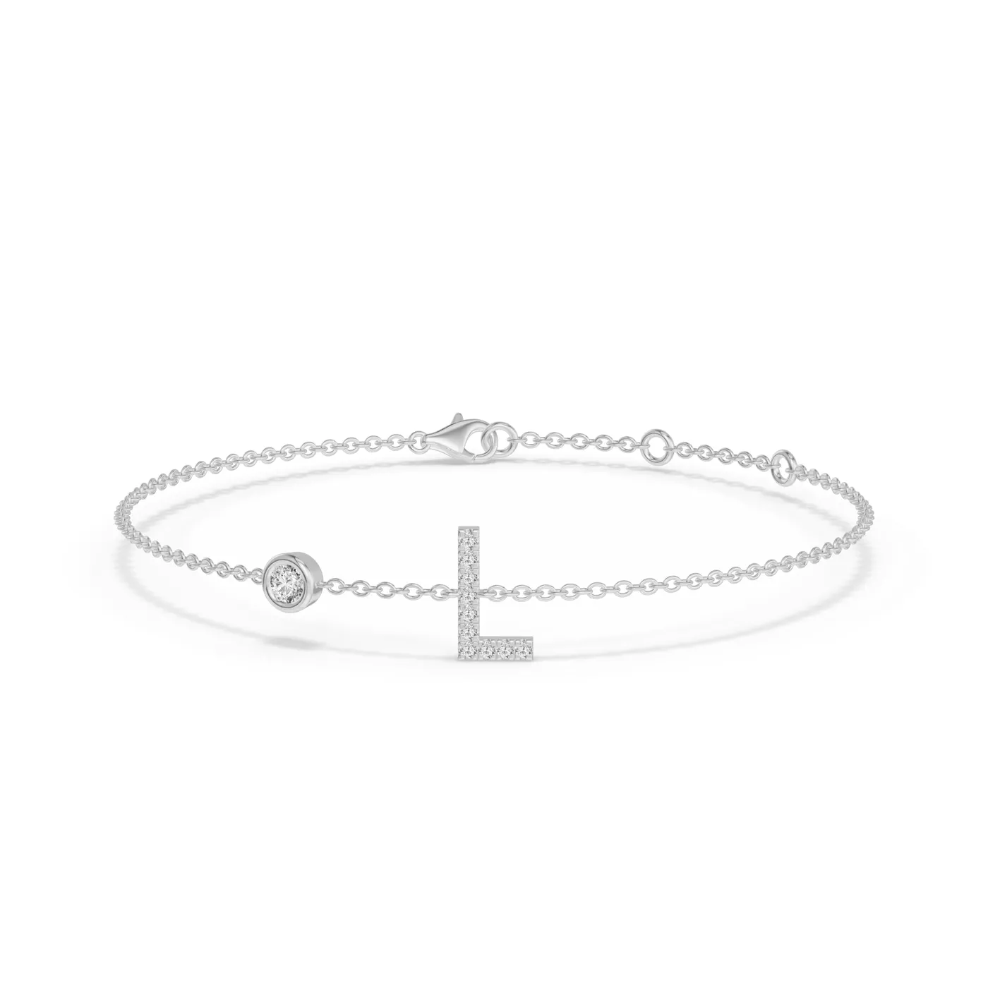 Wrist-Level Initial 14K White Gold Engagement Ring