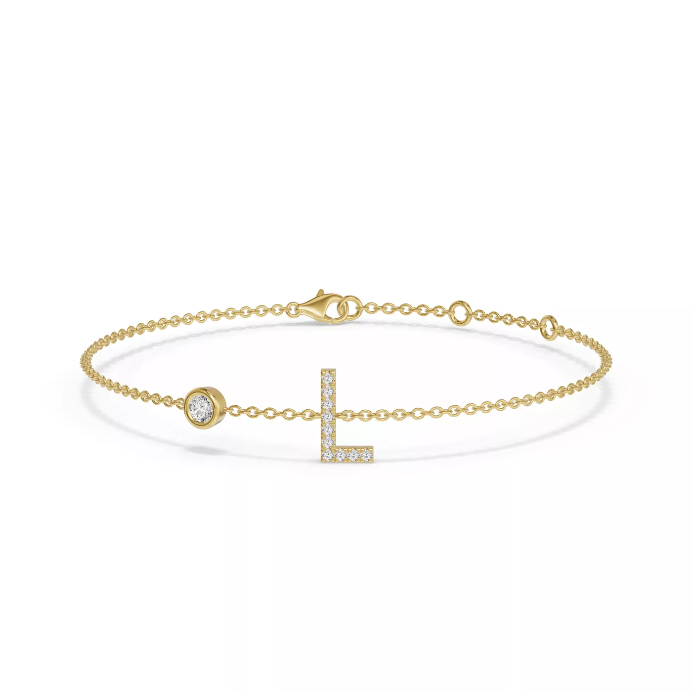 Wrist-Level Initial 14K Yellow Gold Engagement Ring