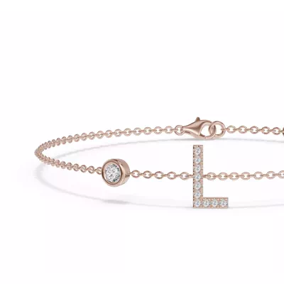 Bezel Lab Diamond Pavé Initial Bracelet - L