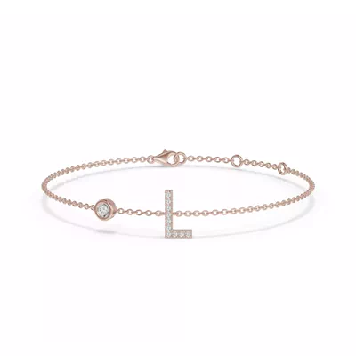 Bezel Diamond Pavé Initial Bracelet - L