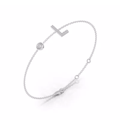 Bezel Lab Diamond Pavé Initial Bracelet - L