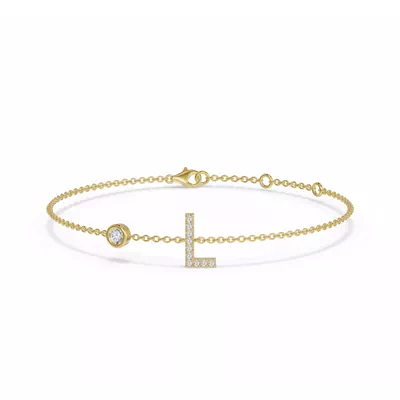 Bezel Lab Diamond Pavé Initial Bracelet - L