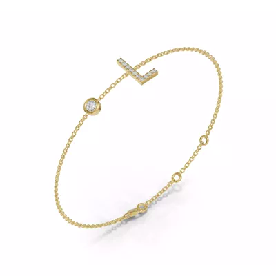 Bezel Lab Diamond Pavé Initial Bracelet - L