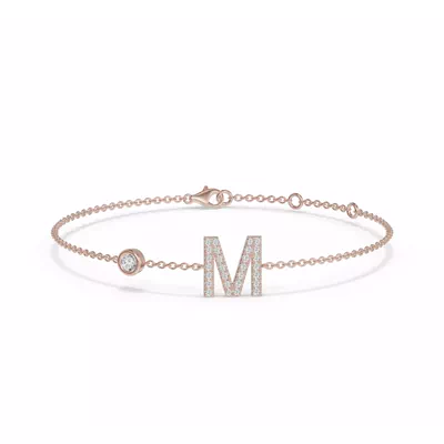 Bezel Lab Diamond Pavé Initial Bracelet - M