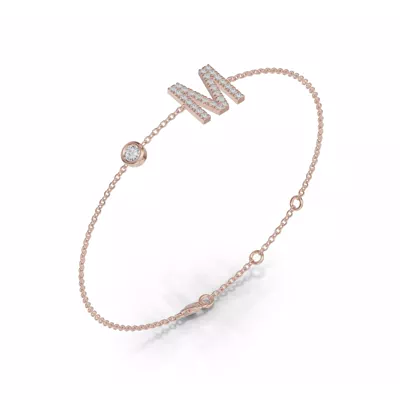 Bezel Diamond Pavé Initial Bracelet - M