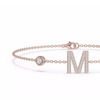 Bezel Diamond Pavé Initial Bracelet - M