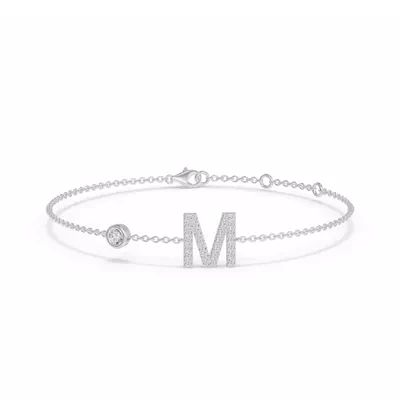 Bezel Lab Diamond Pavé Initial Bracelet - M