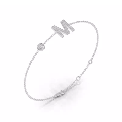 Bezel Lab Diamond Pavé Initial Bracelet - M