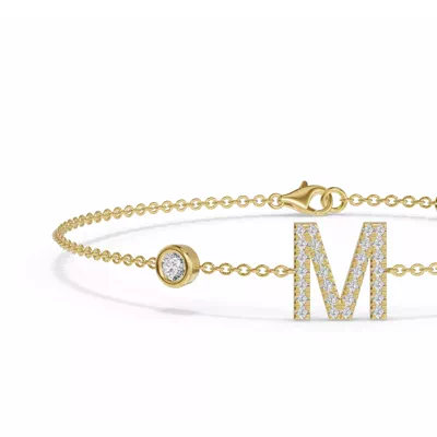 Bezel Lab Diamond Pavé Initial Bracelet - M