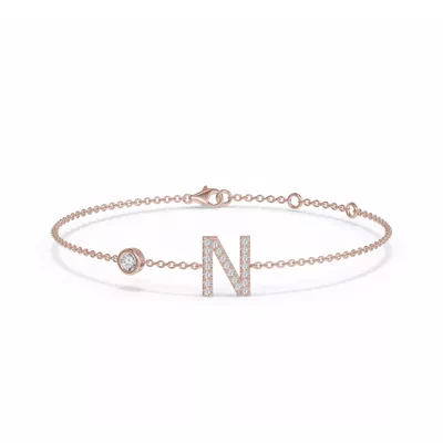 Bezel Lab Diamond Pavé Initial Bracelet - N