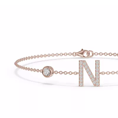 Bezel Lab Diamond Pavé Initial Bracelet - N