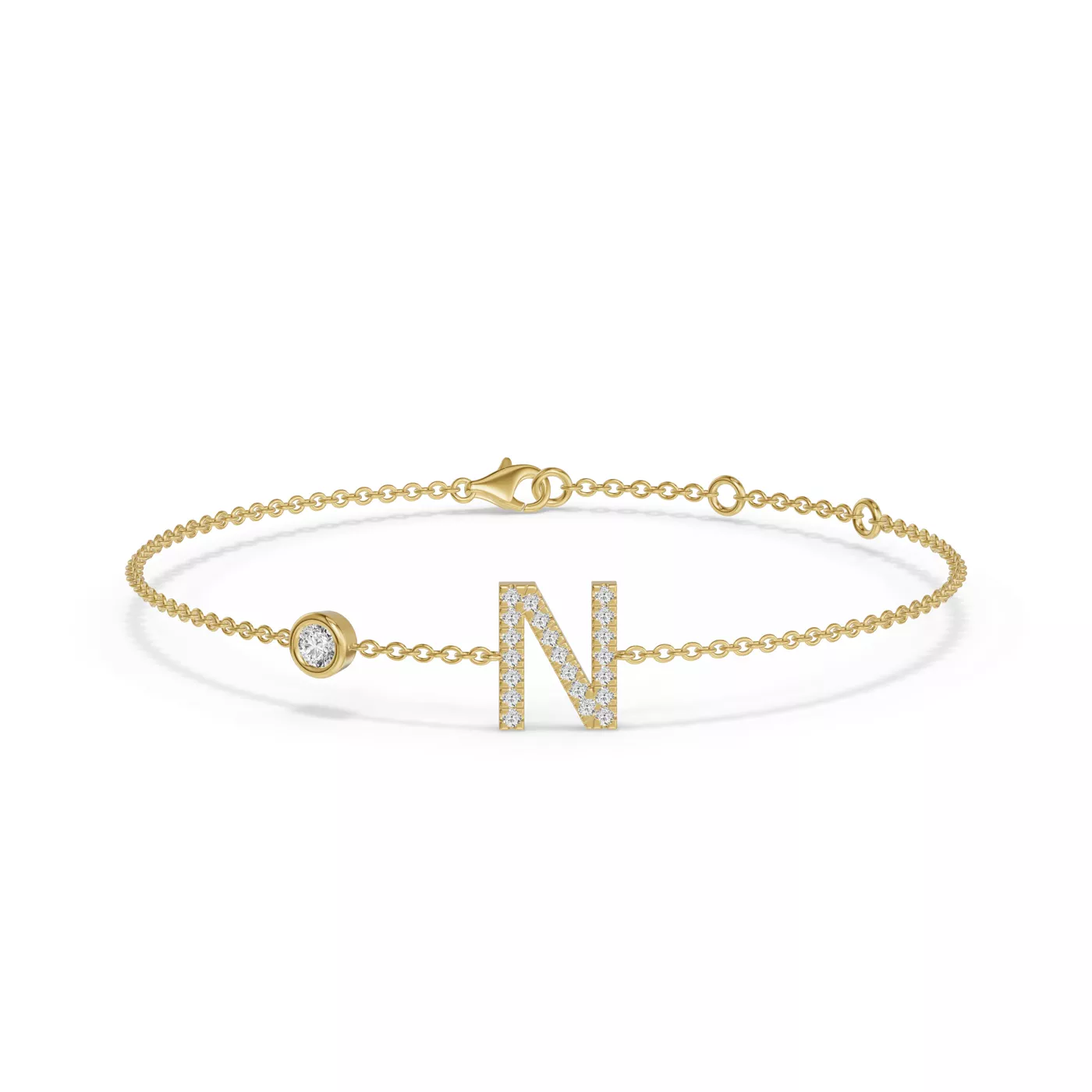 Wrist-Level Initial 14K Yellow Gold Engagement Ring
