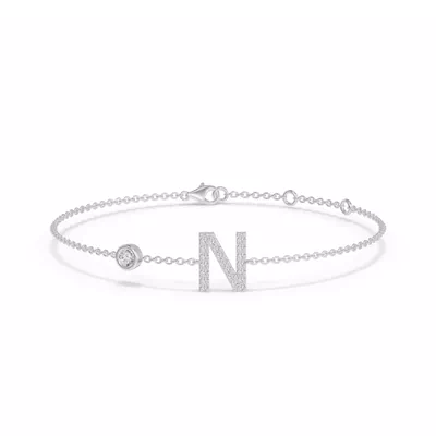 Bezel Lab Diamond Pavé Initial Bracelet - N