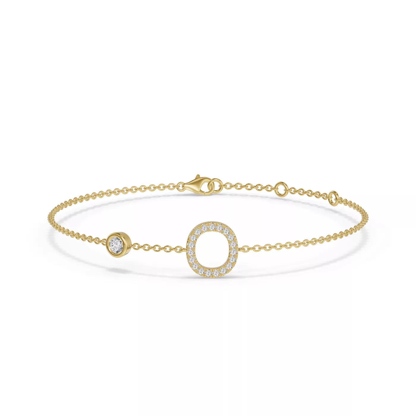Wrist-Level Initial 14K Yellow Gold Engagement Ring