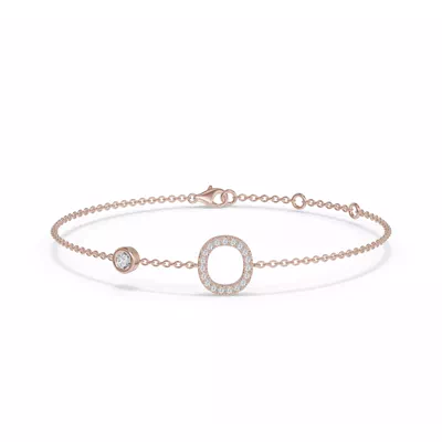 Bezel Lab Diamond Pavé Initial Bracelet - O