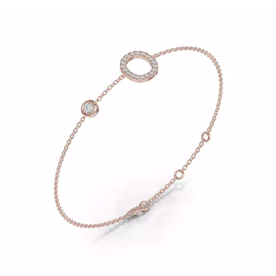 Bezel Diamond Pavé Initial Bracelet - O