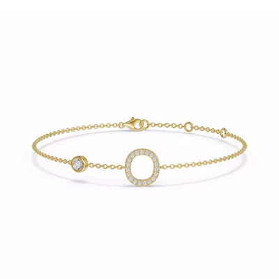 Bezel Lab Diamond Pavé Initial Bracelet - O