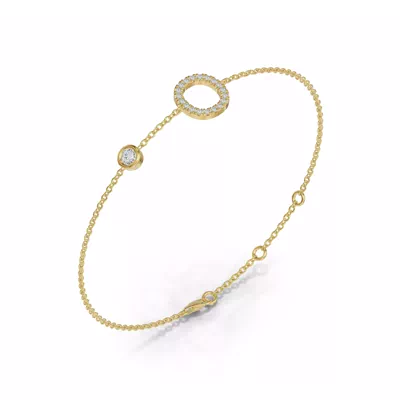 Bezel Lab Diamond Pavé Initial Bracelet - O