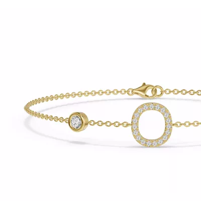 Bezel Lab Diamond Pavé Initial Bracelet - O