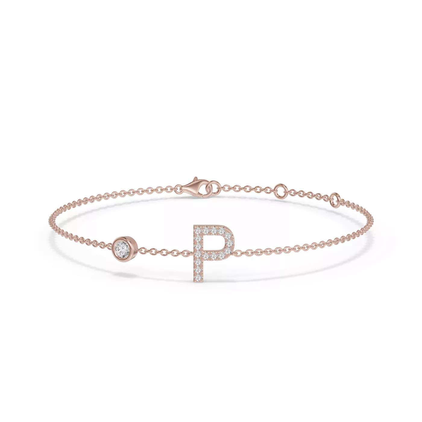 Wrist-Level Initial 14K Rose Gold Engagement Ring