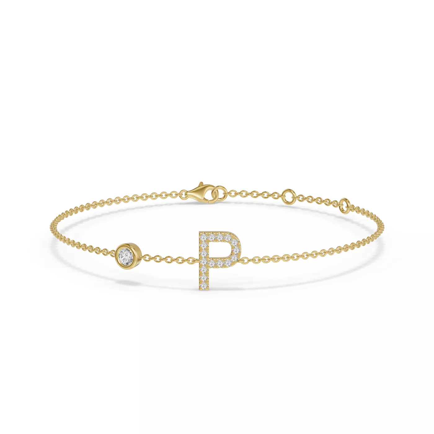 Wrist-Level Initial 14K Yellow Gold Engagement Ring