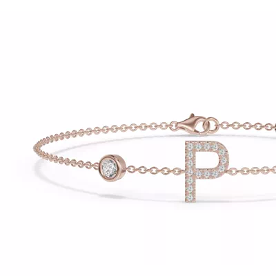 Bezel Lab Diamond Pavé Initial Bracelet - P