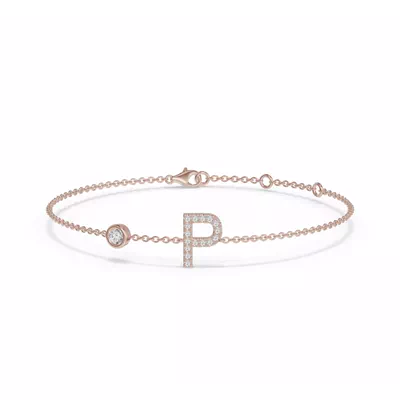 Bezel Diamond Pavé Initial Bracelet - P