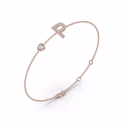 Bezel Diamond Pavé Initial Bracelet - P