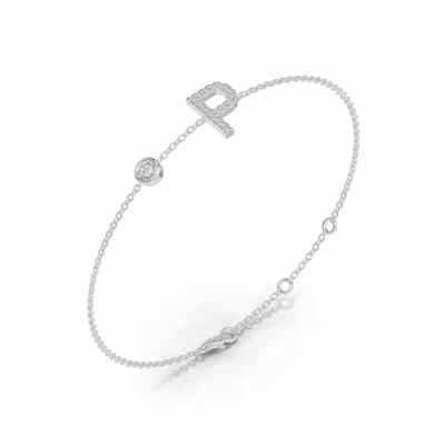 Bezel Lab Diamond Pavé Initial Bracelet - P