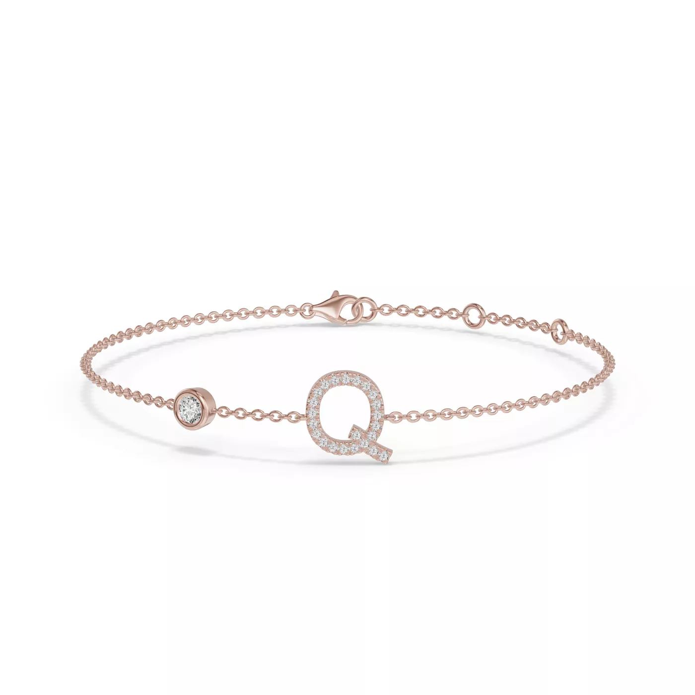 Wrist-Level Initial 14K Rose Gold Engagement Ring