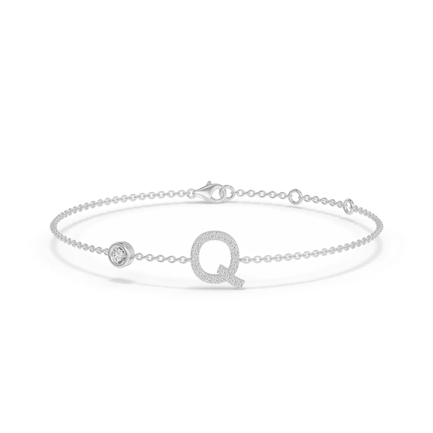Wrist-Level Initial 14K White Gold Engagement Ring