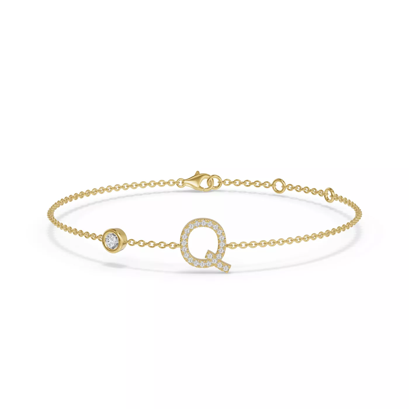 Wrist-Level Initial 14K Yellow Gold Engagement Ring