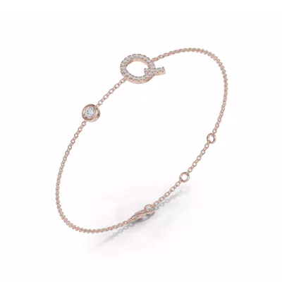 Bezel Lab Diamond Pavé Initial Bracelet - Q