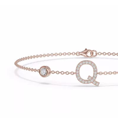 Bezel Lab Diamond Pavé Initial Bracelet - Q