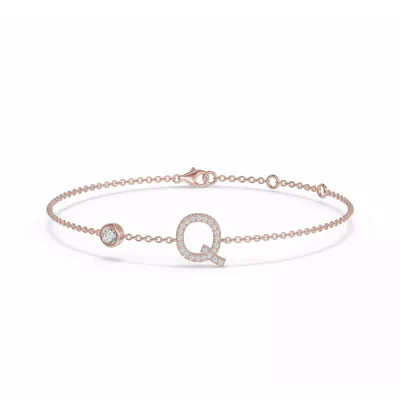 Bezel Diamond Pavé Initial Bracelet - Q
