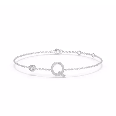 Bezel Diamond Pavé Initial Bracelet - Q
